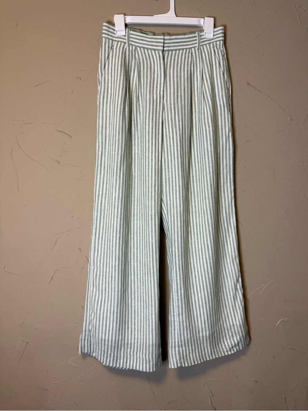 Abercrombie & Fitch Sage-Striped Linen Blend Wide-Leg Pants Size 6/28 - Picture 2 of 16